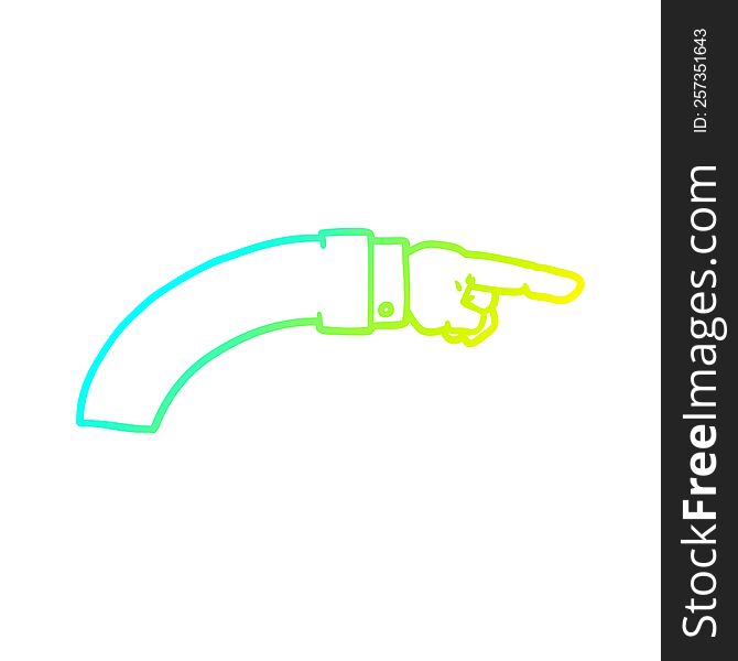 cold gradient line drawing of a cartoon business arm pointing