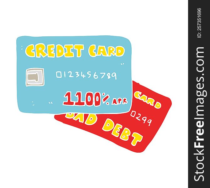 flat color illustration of a cartoon credit cards