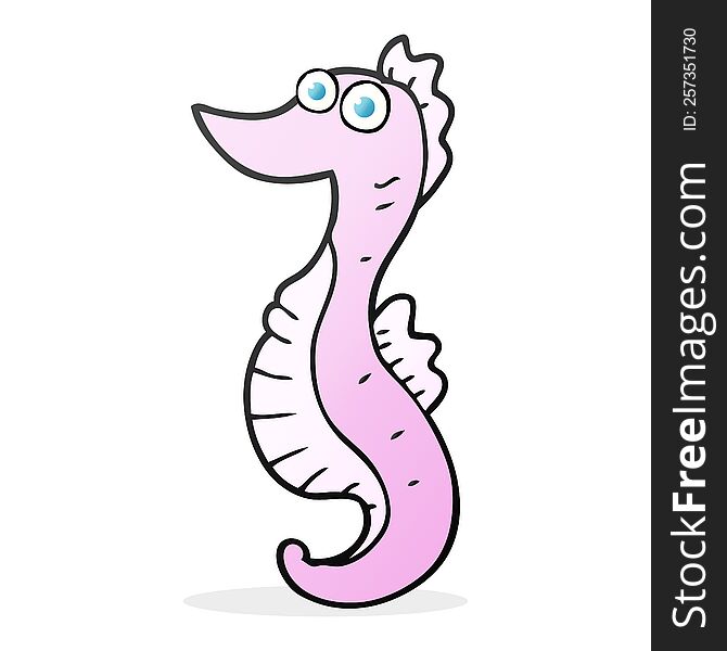 freehand drawn cartoon seahorse