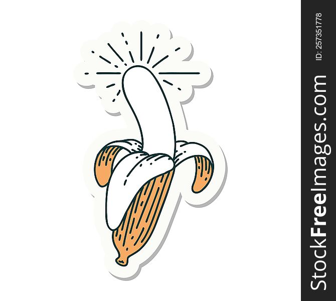 sticker of tattoo style peeled banana