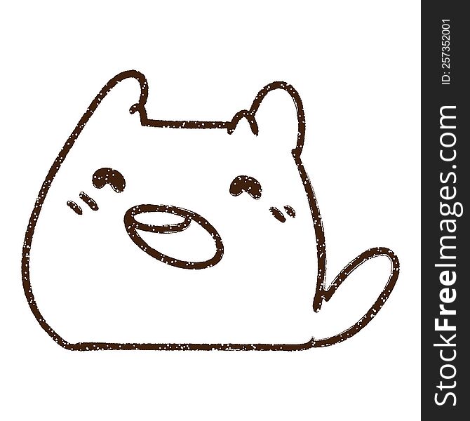 Kawaii Cat Charcoal Drawing