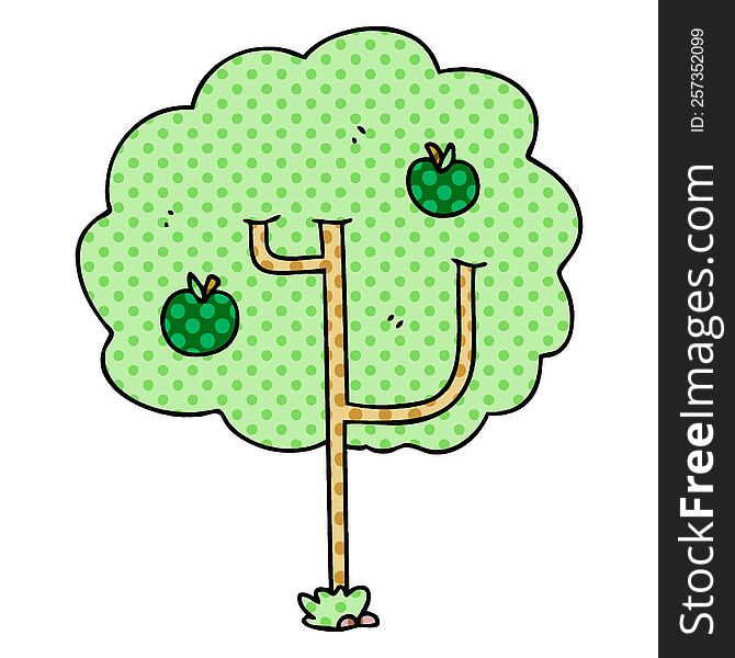 comic book style quirky cartoon tree. comic book style quirky cartoon tree