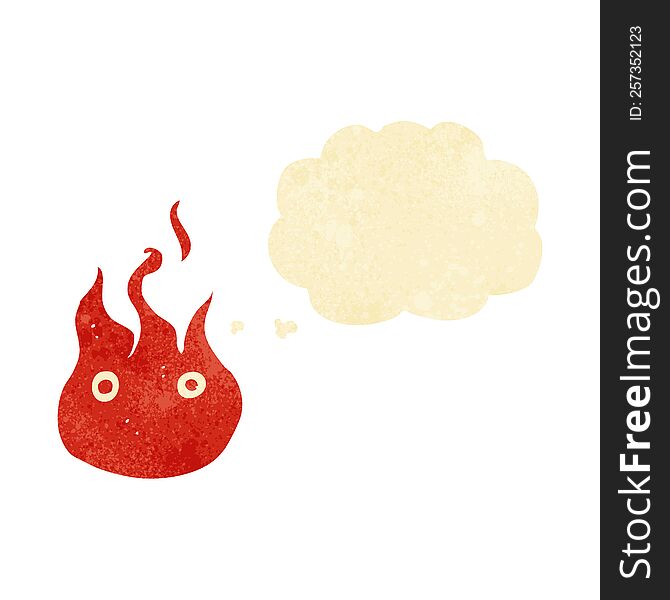 Cartoon Flame Symbol With Thought Bubble