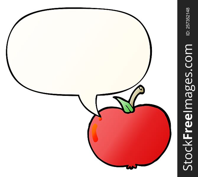 Cartoon Apple And Speech Bubble In Smooth Gradient Style
