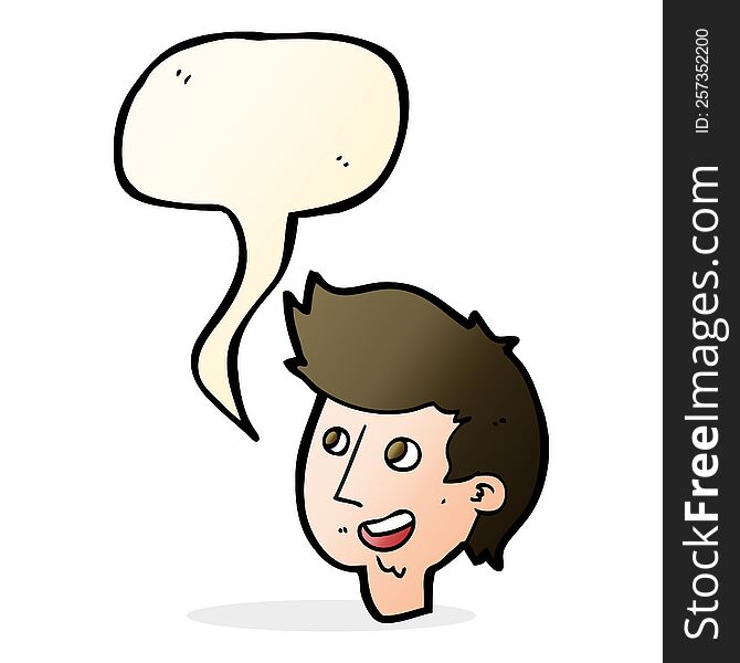 Cartoon Happy Boy Face With Speech Bubble