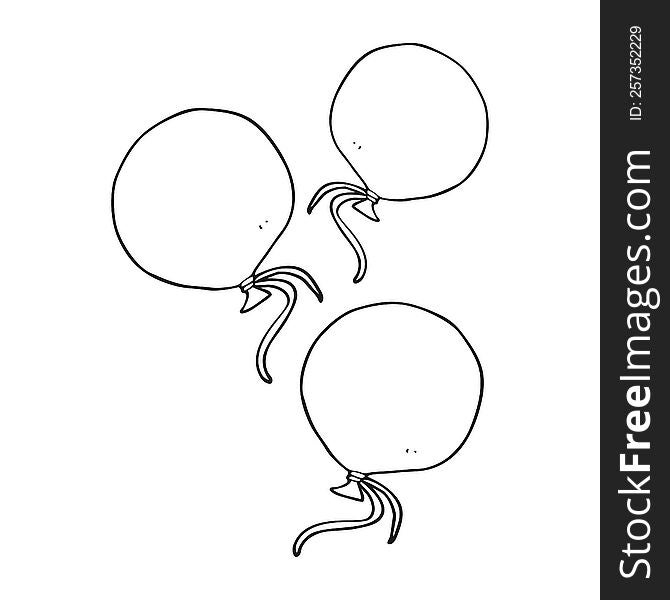 freehand drawn black and white cartoon balloons