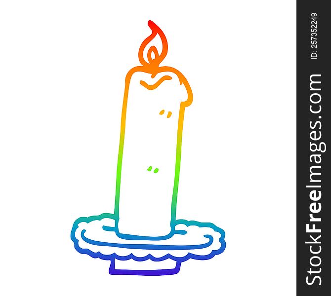 Rainbow Gradient Line Drawing Cartoon Burning Halloween Candle