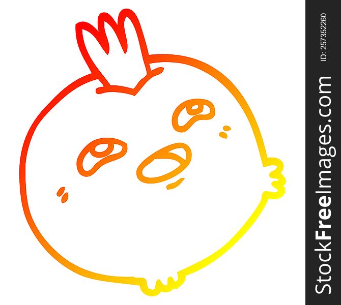 warm gradient line drawing of a cartoon happy root vegetable