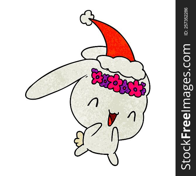 Christmas Textured Cartoon Of Kawaii Rabbit