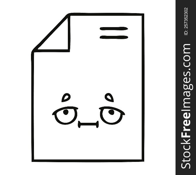 line drawing cartoon of a sheet of paper