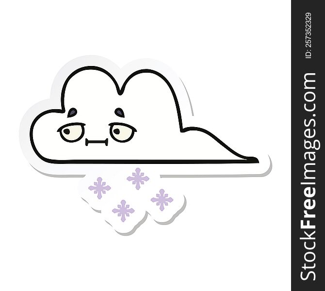 sticker of a cute cartoon snow cloud
