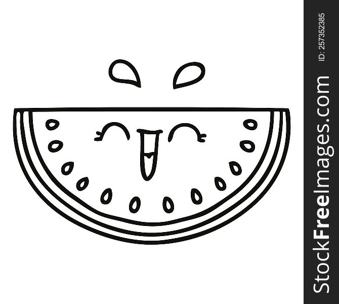 line drawing quirky cartoon watermelon. line drawing quirky cartoon watermelon