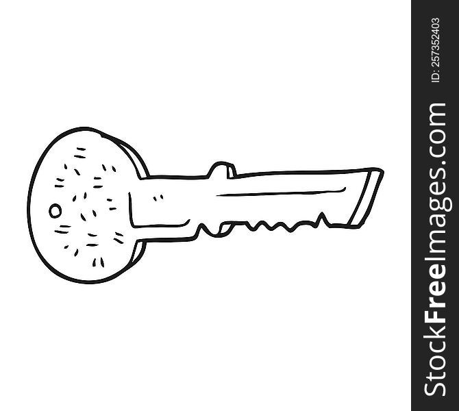 freehand drawn black and white cartoon door key