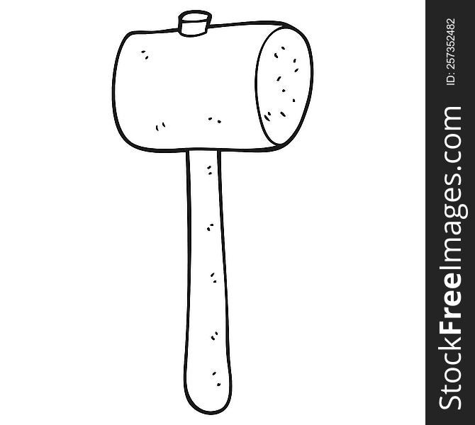 black and white cartoon wooden mallet