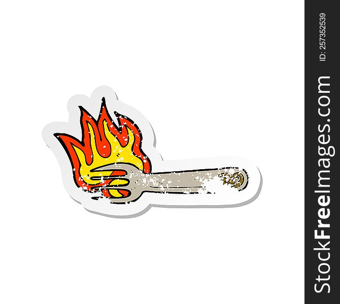 Retro Distressed Sticker Of A Cartoon Fork Symbol