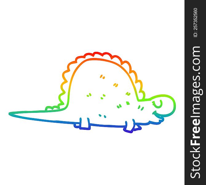 rainbow gradient line drawing cartoon prehistoric dinosaur