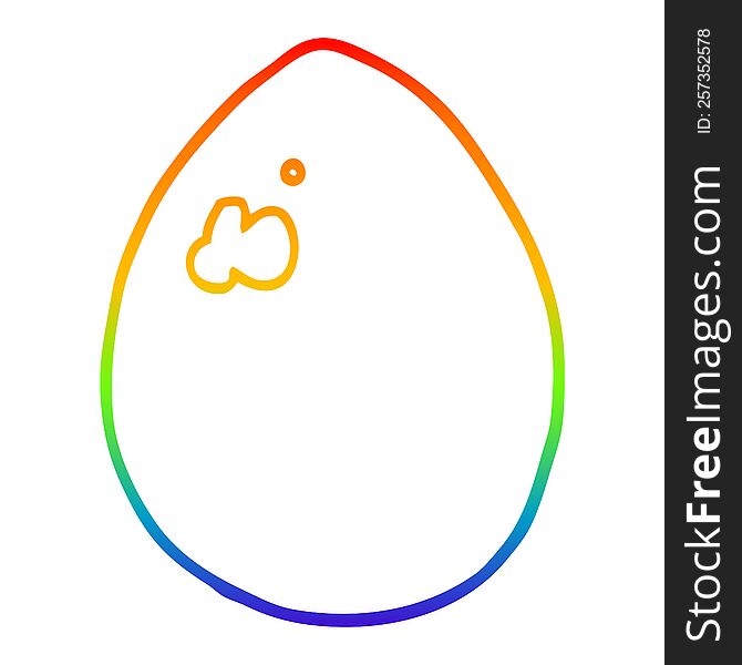 rainbow gradient line drawing of a cartoon egg
