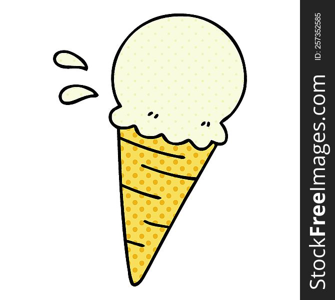 comic book style quirky cartoon vanilla ice cream. comic book style quirky cartoon vanilla ice cream