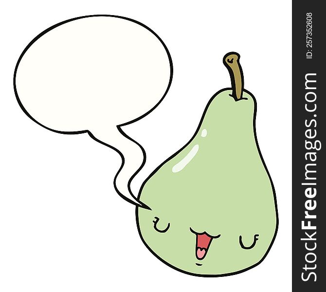 Cartoon Pear And Speech Bubble