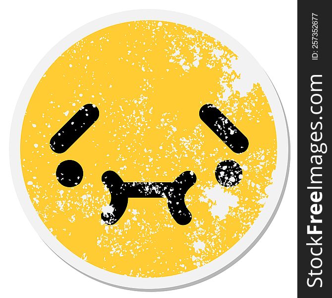 shy nervous face circular sticker