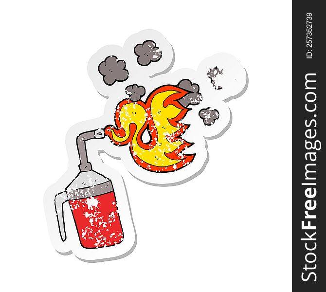 retro distressed sticker of a cartoon blow torch