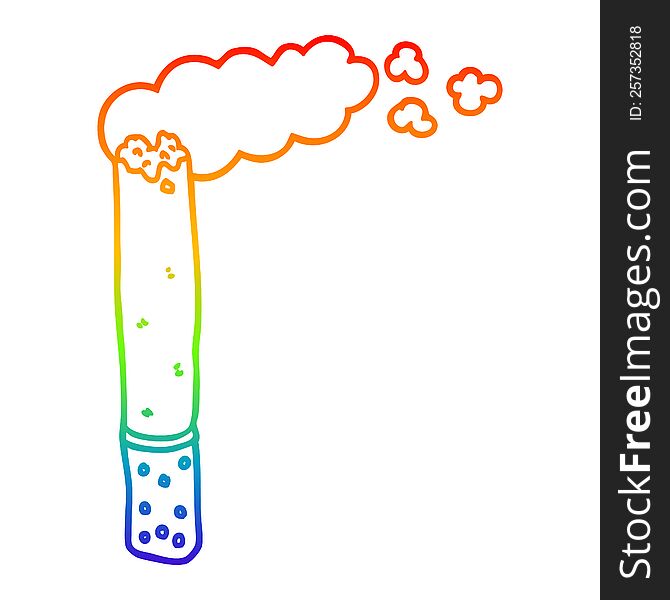 rainbow gradient line drawing of a cartoon cigarette