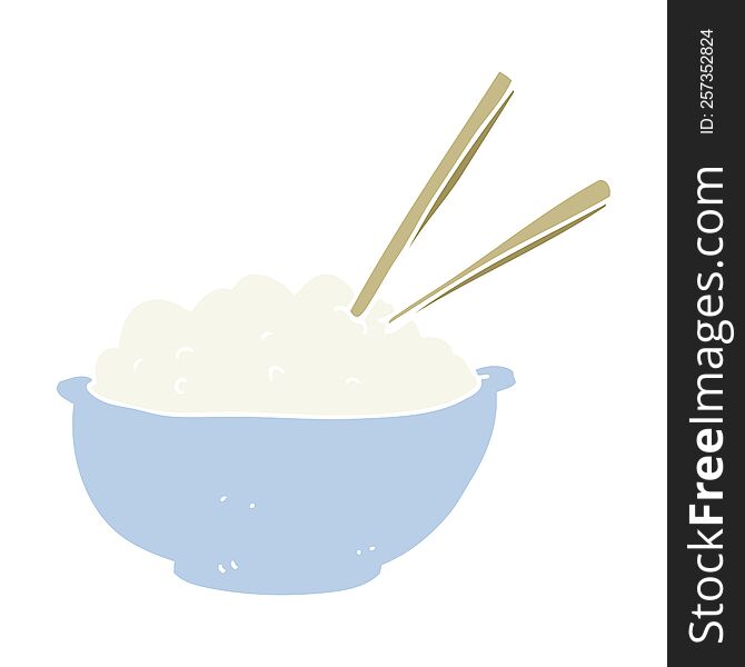 flat color illustration of bowl of rice. flat color illustration of bowl of rice