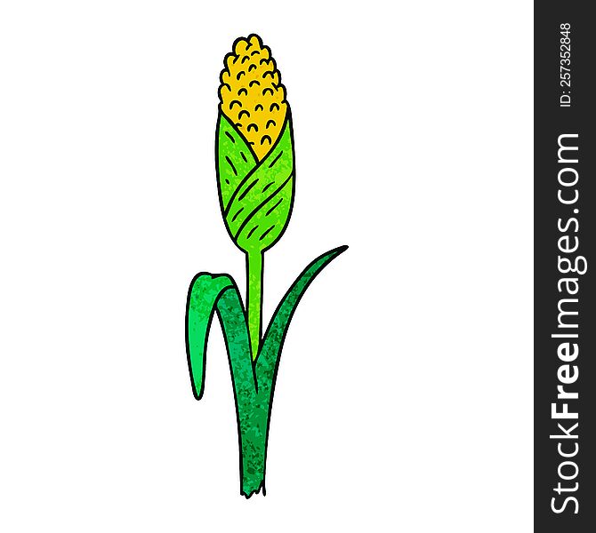 Textured Cartoon Doodle Of Fresh Corn On The Cob