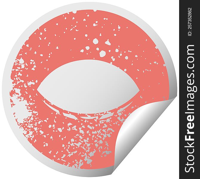 distressed circular peeling sticker symbol of a sleeping eye