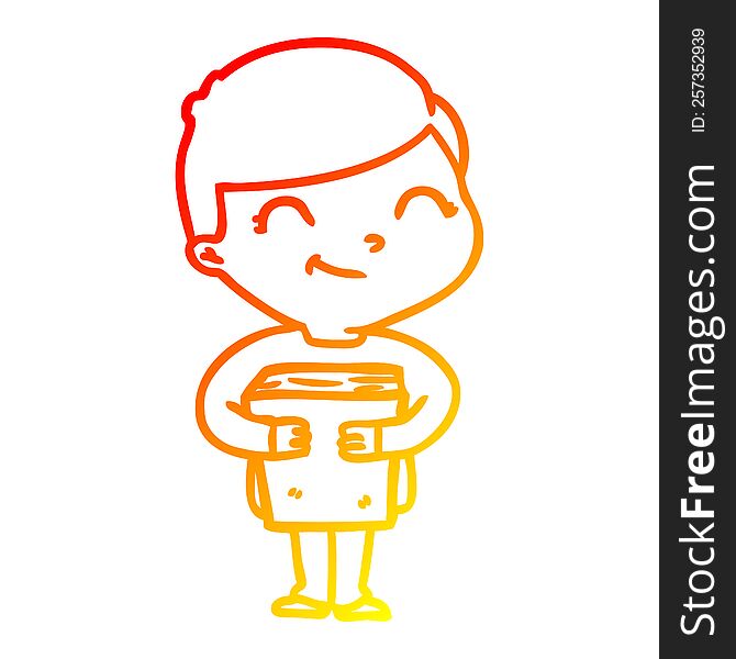warm gradient line drawing of a cartoon boy smiling