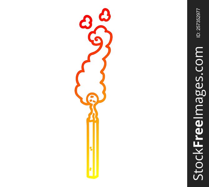 warm gradient line drawing of a cartoon burnt match