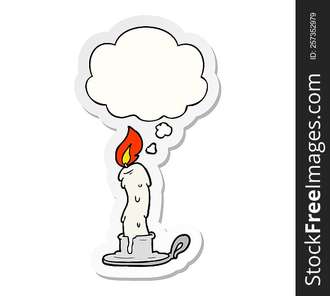 Cartoon Candle And Thought Bubble As A Printed Sticker