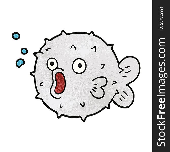 cartoon doodle blow fish