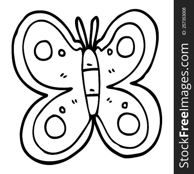 Line Drawing Cartoon Huge Butterfly