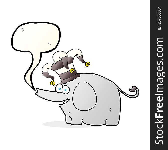 Speech Bubble Cartoon Elephant Wearing Circus Hat
