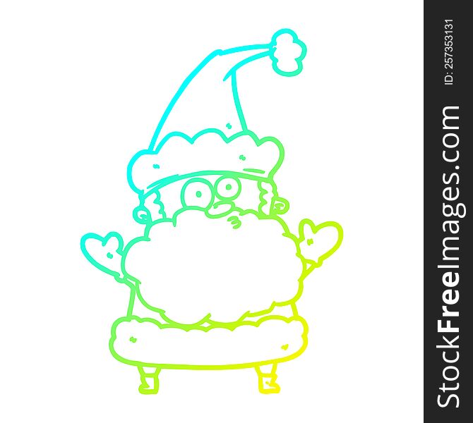 cold gradient line drawing of a confused santa claus shurgging shoulders