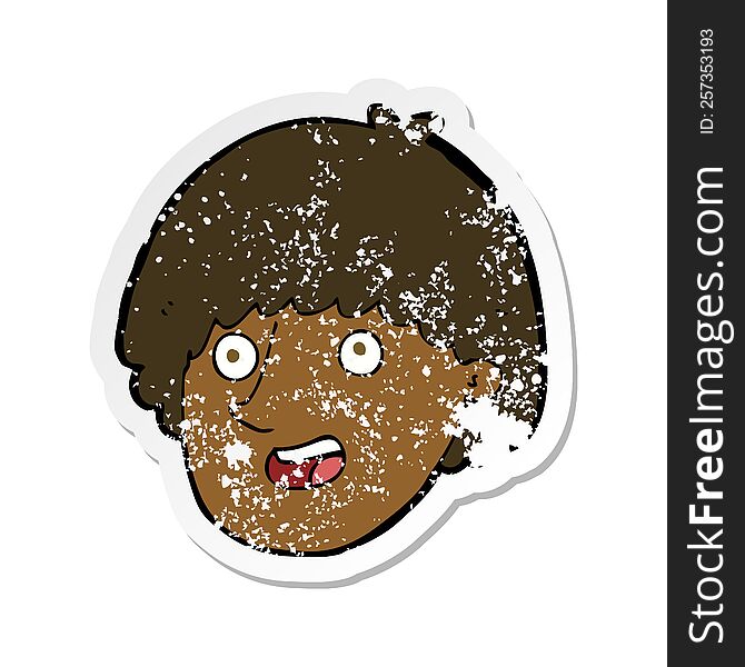 Retro Distressed Sticker Of A Cartoon Happy Male Face