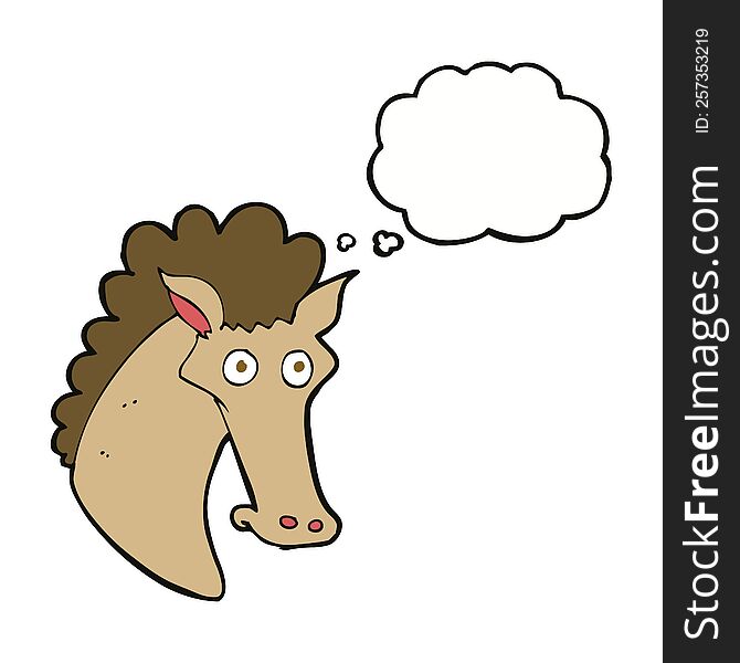 Cartoon Horse Head With Thought Bubble