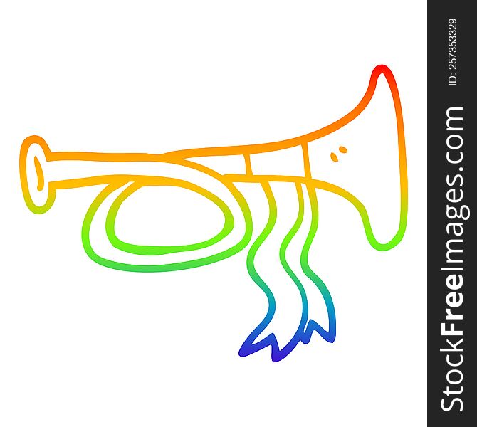 rainbow gradient line drawing cartoon brass horn