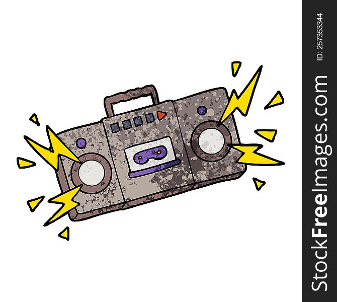 retro cartoon tape cassette player blasting out old rock tunes. retro cartoon tape cassette player blasting out old rock tunes