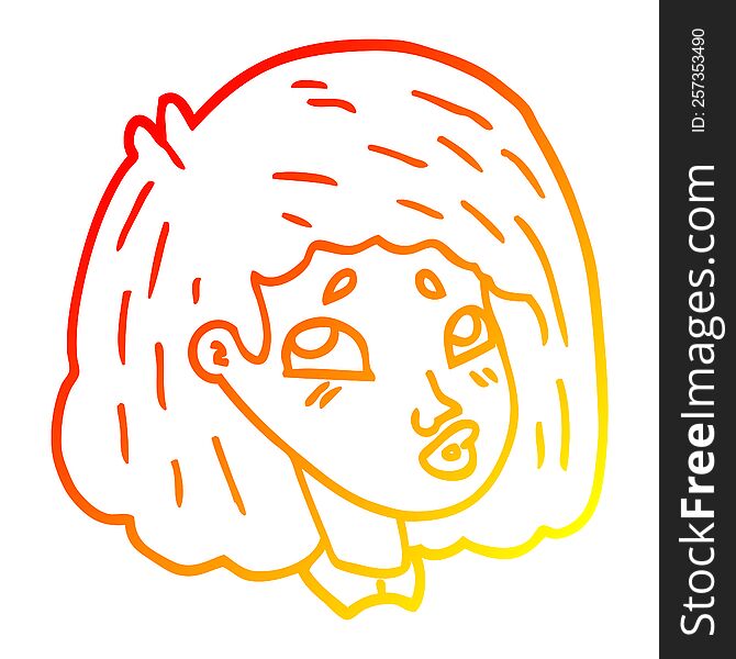 warm gradient line drawing of a cartoon face girl