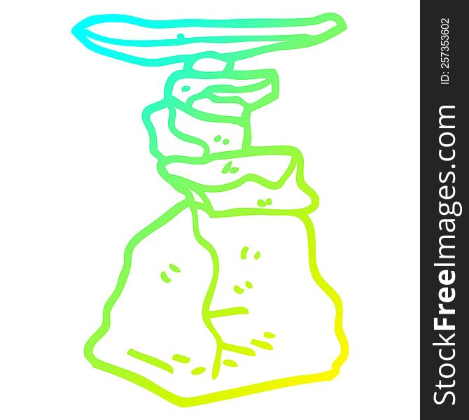 Cold Gradient Line Drawing Cartoon Stacked Rocks