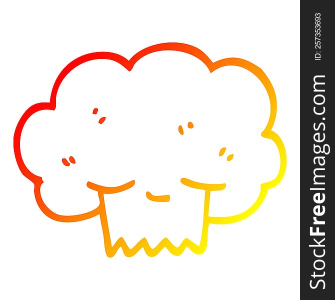 warm gradient line drawing of a cartoon explosion cloud