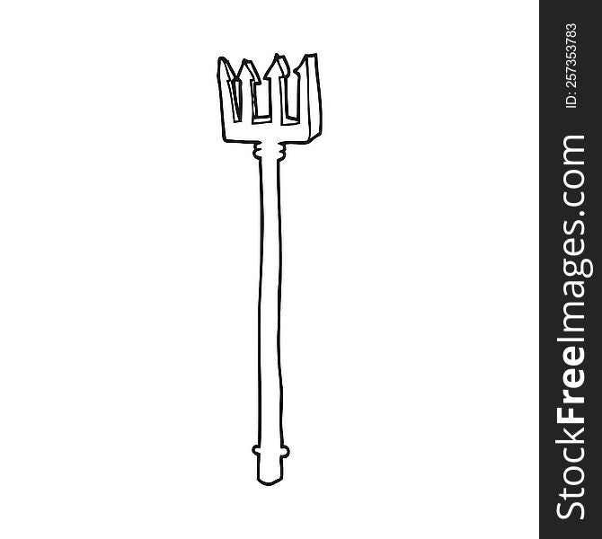 Black And White Cartoon Devil Fork
