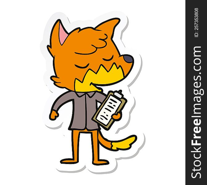 Sticker Of A Friendly Cartoon Fox Manager