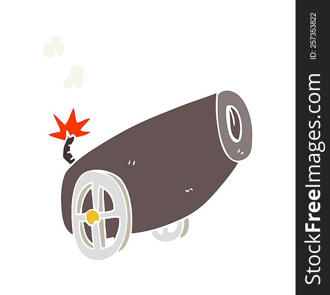 Flat Color Illustration Of A Cartoon Cannon
