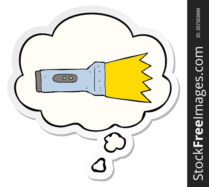 cartoon torch with thought bubble as a printed sticker