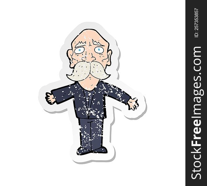 Retro Distressed Sticker Of A Cartoon Disapointed Old Man
