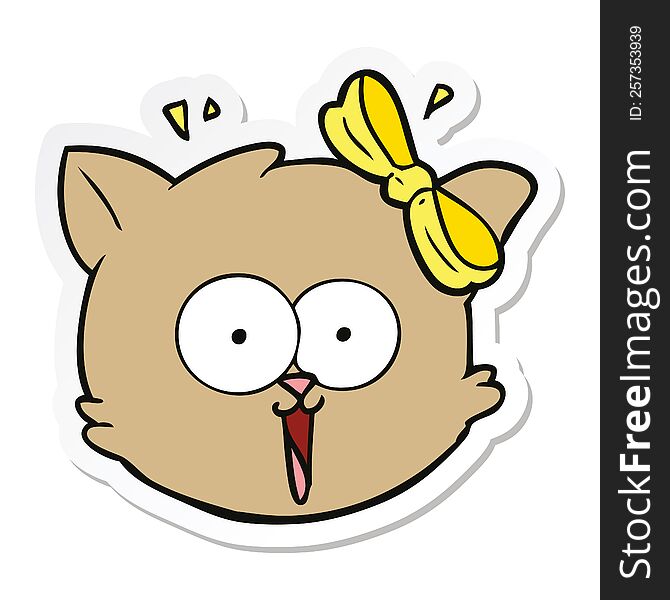 sticker of a cartoon surprised cat face