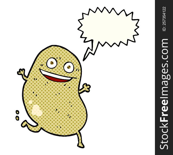 Comic Book Speech Bubble Cartoon Potato Running